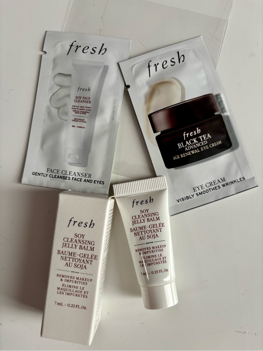 NEW Fresh Soy Cleansing Jelly Balm + Soy Cleanser & Black Tea Eye cream set
